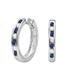 Dazzlingrock Collection Small 11mm Round Huggie Hoop Earring, Sterling Silver, Sterling Silver, Sapphire