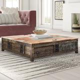 Langley Street® Killingly Solid Wood Coffee Table w/ Storage Wood/Solid Wood in Brown/Gray | 18 H x 40 W x 40 D in | Wayfair
