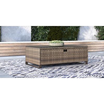 Porch or Pool Coffee Table Tommy Hilfiger Oceanside Patio Rattan Outdoor Furniture Collection with All-Weather Brown Resin Wicker Frame Garden
