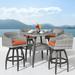 Wade Logan® Castelli Square 4 - Person 38" Long Bar Height Outdoor Dining Set w/ Cushions Wood in Brown | Wayfair 2A2C2B8B0669451EAF9D6A8C3F2CF901