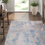 Blue/White 108 x 0.4 in Area Rug - EXQUISITE RUGS Roset Abstract Hand-Loomed Area Rug in Beige/Blue Viscose, Bamboo | 108 W x 0.4 D in | Wayfair