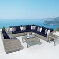 Wade Logan® Castelli 9 Piece Sectional Seating Group w/ Cushions Synthetic Wicker/All - Weather Wicker/Wicker/Rattan in Gray | Outdoor Furniture | Wayfair