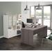 Wade Logan® Azpurua Reversible U-Shape Executive Desk w/ Hutch Wood in Gray/White | 56.8 H x 71.1 W x 88.6 D in | Wayfair