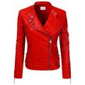 VearFit Women Jacqueline Red, Gray, Black Designer Real Lambskin Leather Jacket