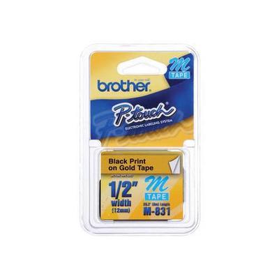 Brother M-831 Black On Gold Tape, 1/2in. x 26.2ft.