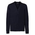 Russell Collection Mens V-Neck Knitted Cardigan (L) (French Navy)