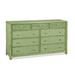 Braxton Culler Summer Retreat 9 Drawer Dresser Wood/Wicker/Rattan in Green/Yellow | 36 H x 64 W x 20 D in | Wayfair 818-141/CELERY