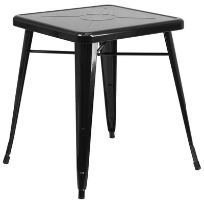 Flash Furniture CH-31330-29-BK-GG 24" Black Metal Indoor / Outdoor Square Cafe Table
