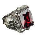 Retro Vintage 925 Sterling Silver Dragon Claw Ring with Red Stone Punk Jewelry for Men Boys Size S 1/2