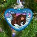 The Holiday Aisle® Black Bears Family Hart Glass Shaped Ornament Holiday Splendor Collection Glass in Blue/Brown | 3.5 H x 3 W x 1 D in | Wayfair