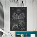 Williston Forge 'Football Shoulder Pad Blueprint Patent Chalkboard' Wrapped Canvas Print on Canvas in Black/Gray | 26 H x 18 W x 0.75 D in | Wayfair