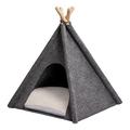 ANIMALY TIPI Zelt für Haustiere, 60 x 60 cm, Hundezelt, Katzenzelt, Haustierbett, Haustierhütte für Hunde und Katzen mit beidseitig anwendbarem Kissen, modernes Design, schneller Aufbau, Gestell aus Kiefernholz, Filz-Zeltstoff, hergestellt in der EU