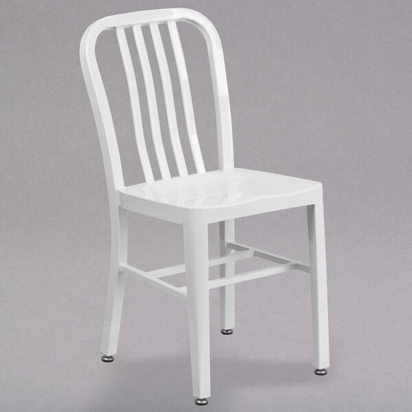 Flash Furniture CH-61200-18-WH-GG White Metal Indoor / Outdoor Chair with Vertical Slat Back