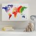 Harriet Bee Kuykendall Happy Rainbow Watercolor World Map Graphic Art on Canvas in Blue/Green/Red | 8 H x 12 W x 2 D in | Wayfair