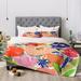 East Urban Home Laura Trevey Floral Frenzy Comforter Polyester/Polyfill/Microfiber in Blue/Orange/Red | King | Wayfair