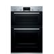 Bosch Home & Kitchen Appliances Bosch MBS533BS0B Serie 4 Built-in Double Oven with EcoClean Direct, 3D Hotair, LED display and 2 Universal Slimline Pans, Stainless steel