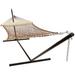 Highland Dunes Dagmar Double Spreader Bar Hammock w/ Stand Polyester in Brown | 48 H x 48 W x 180 D in | Wayfair 6BD29004CCEF4DBFB54FC45C42FBC555