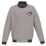 Men's JH Design Gray Toronto Blue Jays Lightweight Nylon Bomber Jacket