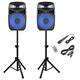 Portable PA Bluetooth DJ Disco Speakers Lights with Stands & Microphone 1000w
