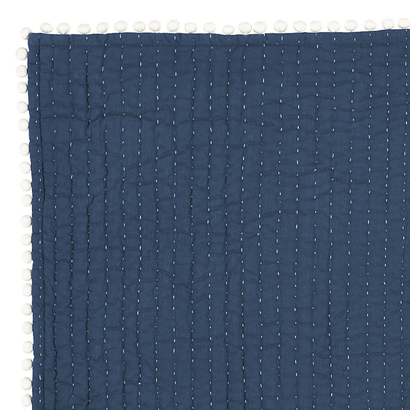 Audree Pom Pom Quilt - Indigo, King - Ballard Designs