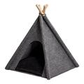 ANIMALY TIPI Zelt für Haustiere, 80 x 80 cm, Hundezelt, Katzenzelt, Haustierbett, Haustierhütte für Hunde und Katzen mit beidseitig anwendbarem Kissen, modernes Design, schneller Aufbau, Gestell aus Kiefernholz, Filz-Zeltstoff, hergestellt in der EU