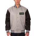 Men's JH Design Gray/Black NASCAR Poly-Twill Varsity Jacket