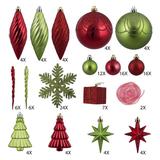 Vickerman 212363 - 125 Piece Red / Kiwi Assorted Christmas Tree Ornament Set (N512543)