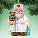 The Holiday Aisle® Teddy Bear Doctor Hanging Shaped Wood Ornament Wood in Brown/White | 5 H x 5 W x 1 D in | Wayfair