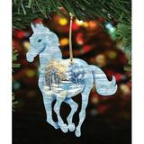 The Holiday Aisle® Running Pony Scenic Hanging Shaped Ornament Wood in Blue/Brown | 5 H x 5 W x 1 D in | Wayfair 41A90286A77744FBA02637DC203075A0