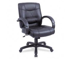 Aleratec Strada Series Mid-Back Swivel/Tilt Leather Executive Chair - Black