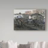 Trademark Fine Art 'Laborers Pulling a Cart' Oil Painting Print on Wrapped Canvas in Gray | 12 H x 19 W x 2 D in | Wayfair BL02127-C1219GG