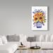 Dakota Fields Alloway Flowers 3' Acrylic Painting Print on Wrapped Canvas in Blue/Brown | 24 H x 16 W x 2 D in | Wayfair