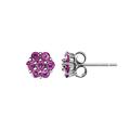 Franki Baker Sterling Silver Dainty Natural Rhodelite Garnet Gemstone Flower Stud Earrings