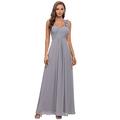 Ever-Pretty Women's Floor Length One Shuolder Empire Waist A Line Chiffon Prom Evening Dresses Grey 12UK