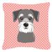 Caroline's Treasures Checkerboard Schnauzer Indoor/Outdoor Throw Pillow Polyester/Polyfill blend in Pink | 18 H x 18 W x 5.5 D in | Wayfair