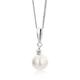 Orovi Women Necklace/Pendant with Chain 9 ct / 375 White Gold With White Freshwater Pearl And Brilliant Cut Diamond 0.03 ct - Chain 45 cm