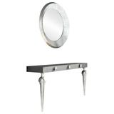 Everly Quinn Labarge Console Table & Mirror Set Wood in Gray | 29.5 H x 59 W x 15.6 D in | Wayfair 126C80F6695842AA89D7DE25DB4A4643