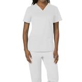 Cherokee Medical Uniforms Workwear Revolution-V-Neck Top (Size 2X) White, Polyester,Rayon,Spandex