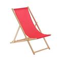 Harbour Housewares 1x Pink Wooden Deck Chair Traditional FSC Wood Folding Adjustable Garden/Beach Sun Lounger Recliner