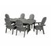 POLYWOOD® Vineyard Curveback Adirondack 7-Piece Outdoor Dining Set w/ Trestle Legs Plastic in Gray | 29 H x 73 W x 38 D in | Wayfair PWS371-1-GY