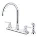 Kingston Brass Concord Double Handle Kitchen Faucet w/ Side Spray, Ceramic in Gray | Wayfair KS8791DL