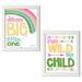 Harriet Bee Contemporary Dream Big Little One & Run Wild My Child 2 Piece Set Art Canvas in Blue/Green/Pink | 16 H x 12 W x 0.75 D in | Wayfair