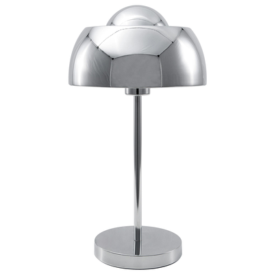 Tischlampe Silber Metall 44 cm runder Schirm Kabel mit Schalter Industrie Look