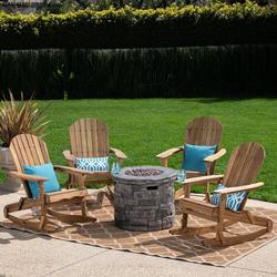 Winston Porter Nash 5 Piece Multiple Chairs Seating Group Wood/Natural Hardwoods in Gray | Outdoor Furniture | Wayfair
