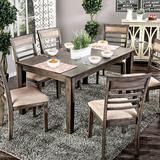 Loon Peak® Benda Transitional 7 Piece Dining Set Wood/Upholstered in Brown/Gray | 30 H in | Wayfair F375C8F0162B405FB4FD54BCA97FA6B2