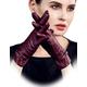 YISEVEN Women's Touchscreen Lambskin Dress Leather Gloves Knot Wool Lined Luxury Stylish Elegant Warm Fleece Fur Heated Lining Winter Ladies Accessories Driving Work Xmas Gifts, Wine Red 8"/XL