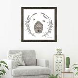 Ophelia & Co. 'Happy to Bee Home II' Drawing Print Canvas in Gray/Green/White | 25.5 H x 25.5 W x 1 D in | Wayfair OPCO5709 44475525