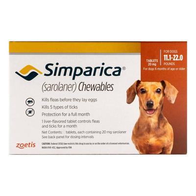 Simparica Chewables For Dogs 11.1-22 Lbs (Brown) 3...