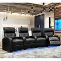 Latitude Run® Tufted Home Theater Row Seating (Row of 4) Microfiber/Microsuede in Black | 43 H x 135 W x 45 D in | Wayfair LTTN3396 44425975