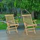 Fauteuils de jardin pliants en teck massif Java (lot de 2) - Naturel